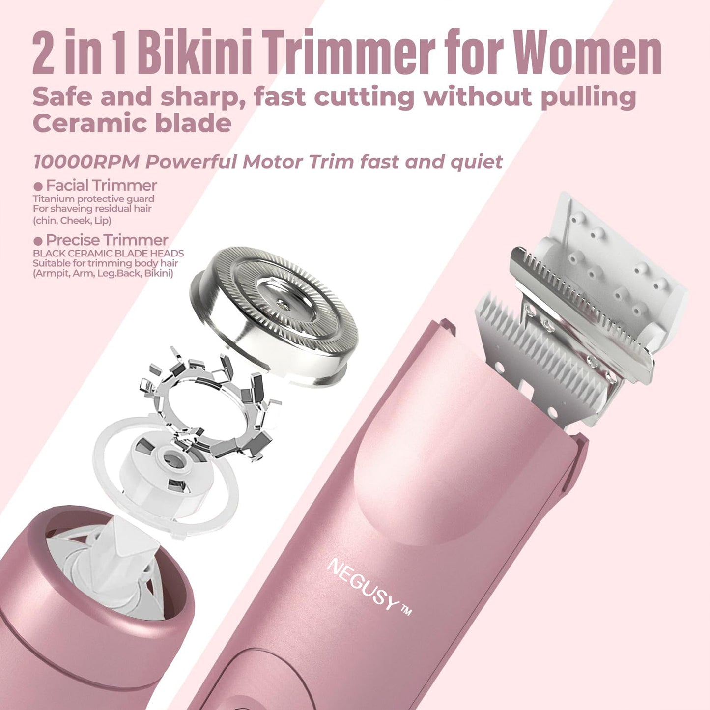 Last 3 Hours: 2nd Only $9.99!  NEGUSY™ 2-in-1 Women’s Electric Shaver – Dual Head Precision Trimmer