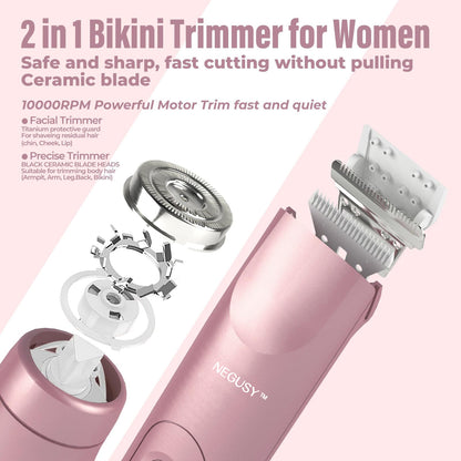 Last 3 Hours: 2nd Only $9.99!  NEGUSY™ 2-in-1 Women’s Electric Shaver – Dual Head Precision Trimmer
